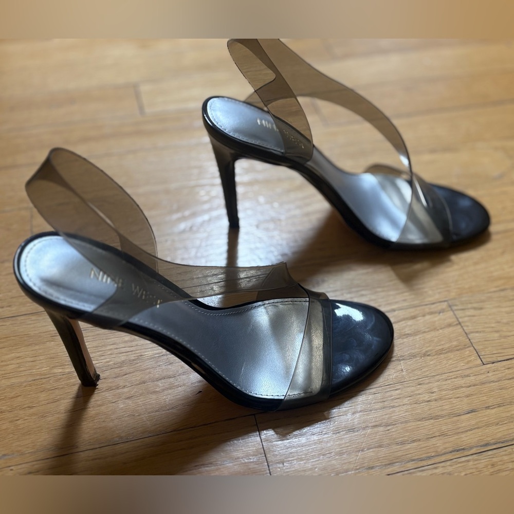 Nine West Black and Silver Strappy Heels